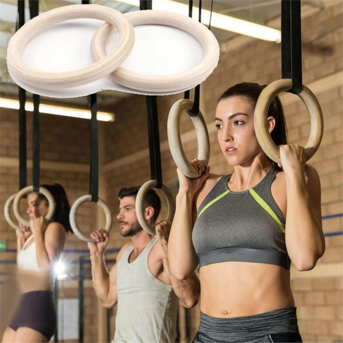 Gymnastic Rings Wooden - Zomeruitverkoop 2 stuks houten draagbare gymnastiekringen