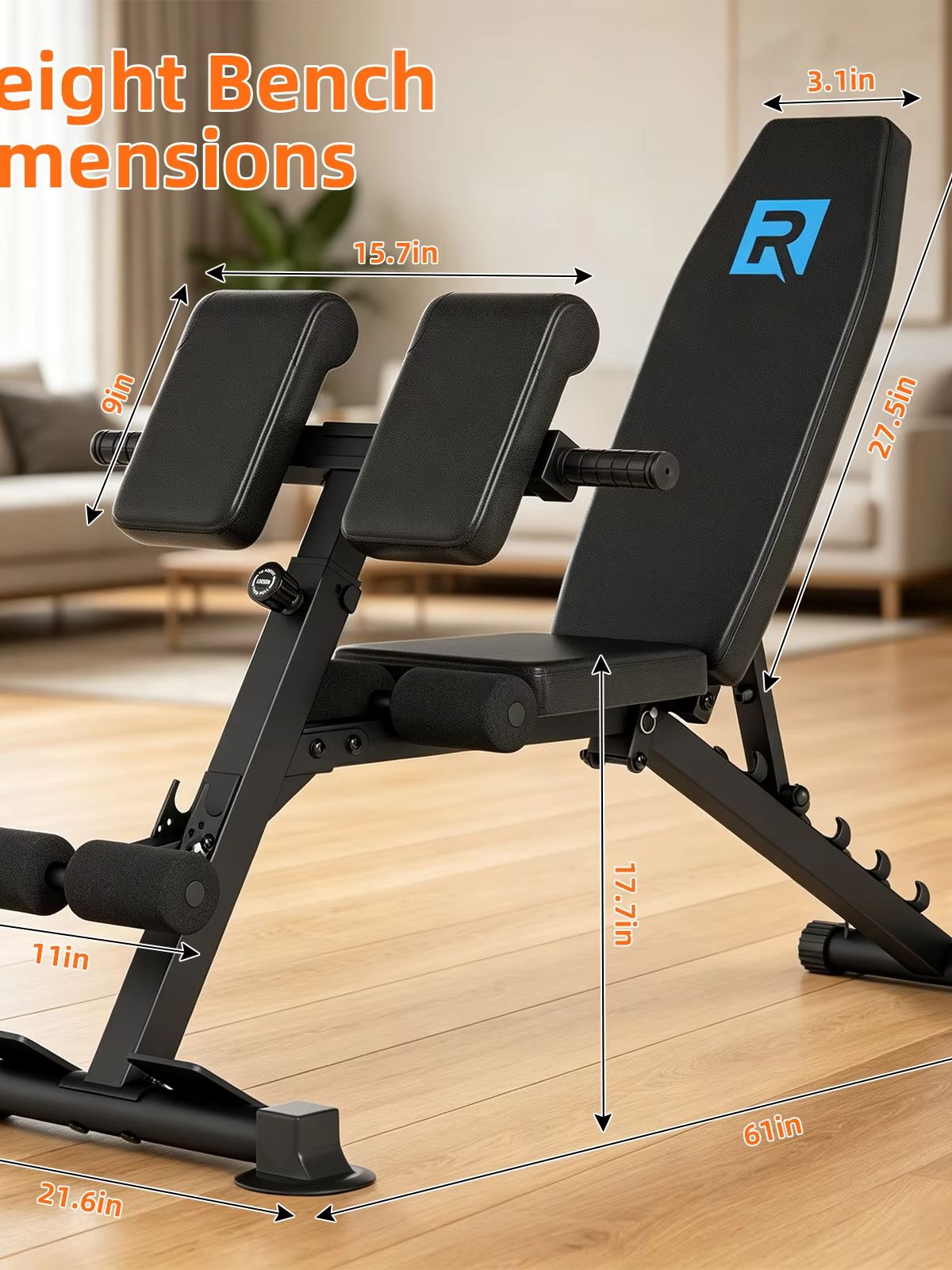 Home Gym Designs - Compacte, robuuste, verstelbare gewichtsbank, draagvermogen 150