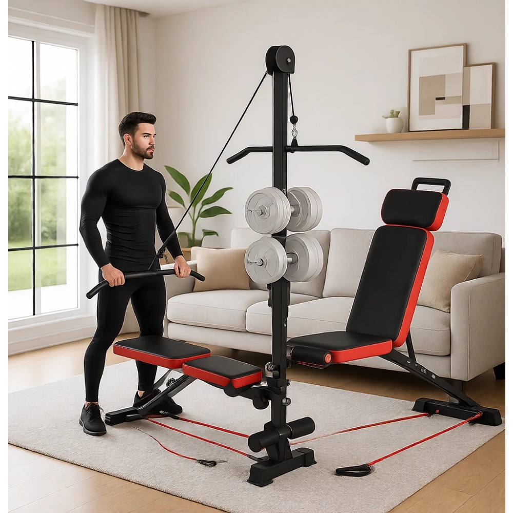 Home Gym Pulley System - Multifunctionele gewichtsbank met katrolsysteem en verstelbare