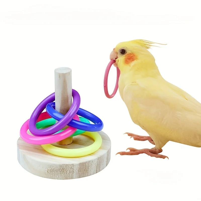 Gymnastic Rings Wooden - Houten interactief papegaaienringspeelgoed Educatieve oefening Stimulerend
