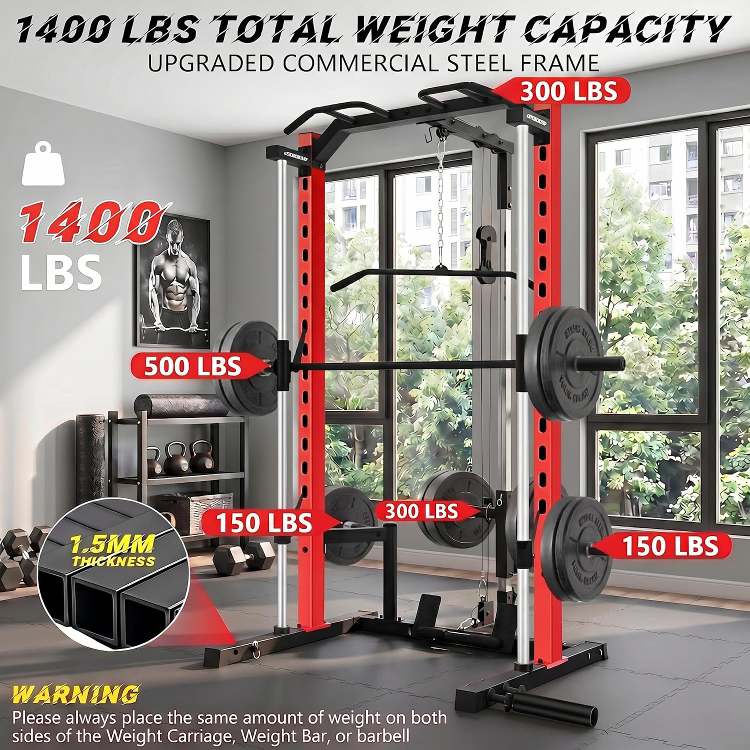 Alles-in-één Smith Machine Pow - Home Gym Lat Pulldown recensie en prijs